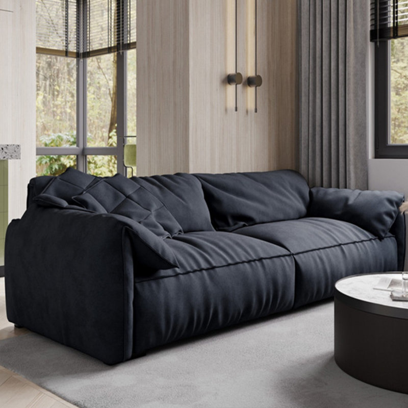 Causeuse-coussin modulaire noire 100% polyester, Noir