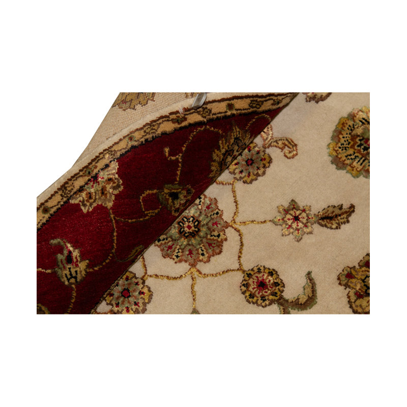 Tapis ivoire et rouge noué à la main de haute qualité