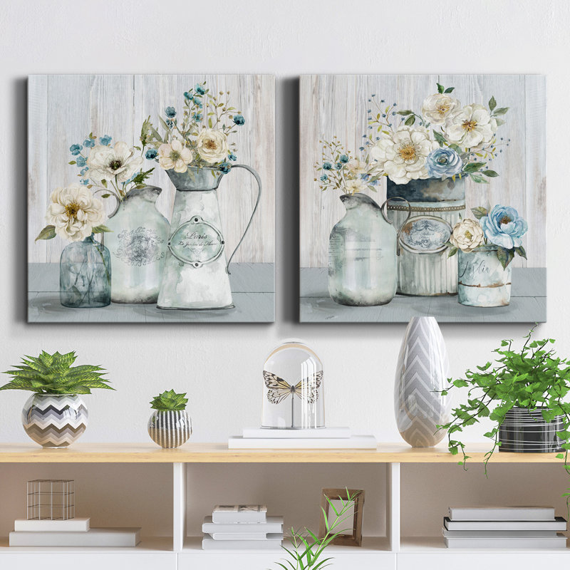 Allura French Garden Flowers I - ensemble de 2 peintures, H 40 po x l 80 po, Toile tendue, Sans cadre