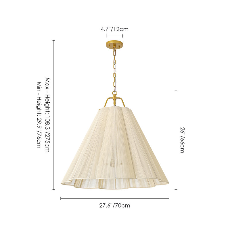 Haven 4-Light Cotton Thread Pendant Light with Textured Shade and Adjustable Chain
