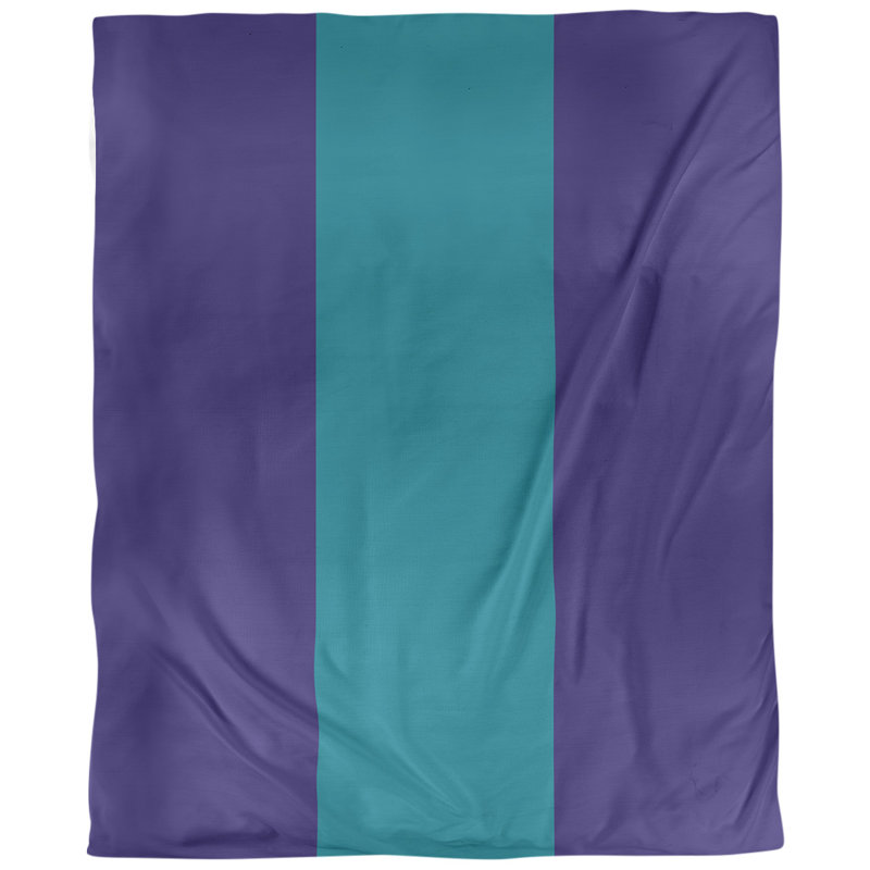 Polyester Striped Duvet Cover, Microfiber, Twin Duvet Cover, Dark Purple/Teal/Dark Purple