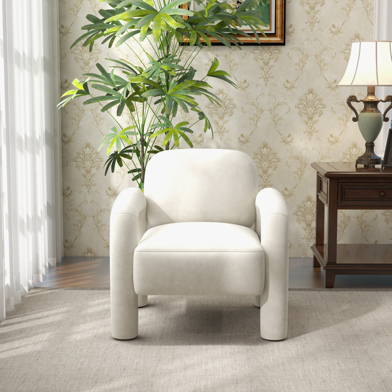Iryanna 28'' Wide Velvet Armchair, Beige Velvet, 1