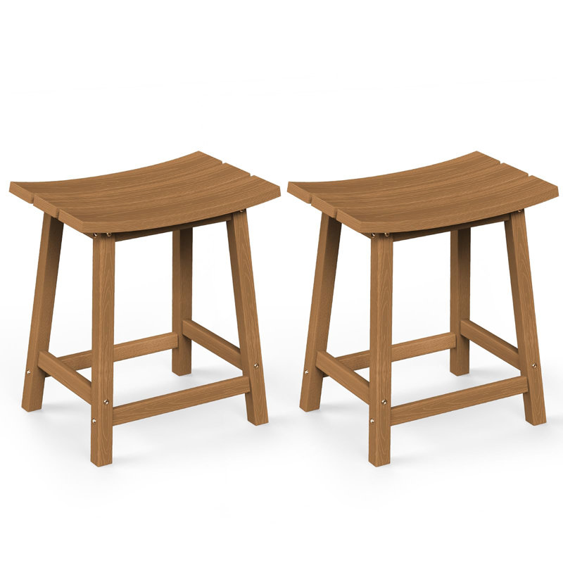 Ensemble de 2 tabourets de bar d'extérieur, Teck