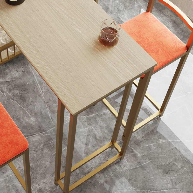 Ensemble cinq pièces de table de bar et de chaises Exquis avec plateau multicouche, sièges confortables et rangement pratique pour diverses réunions