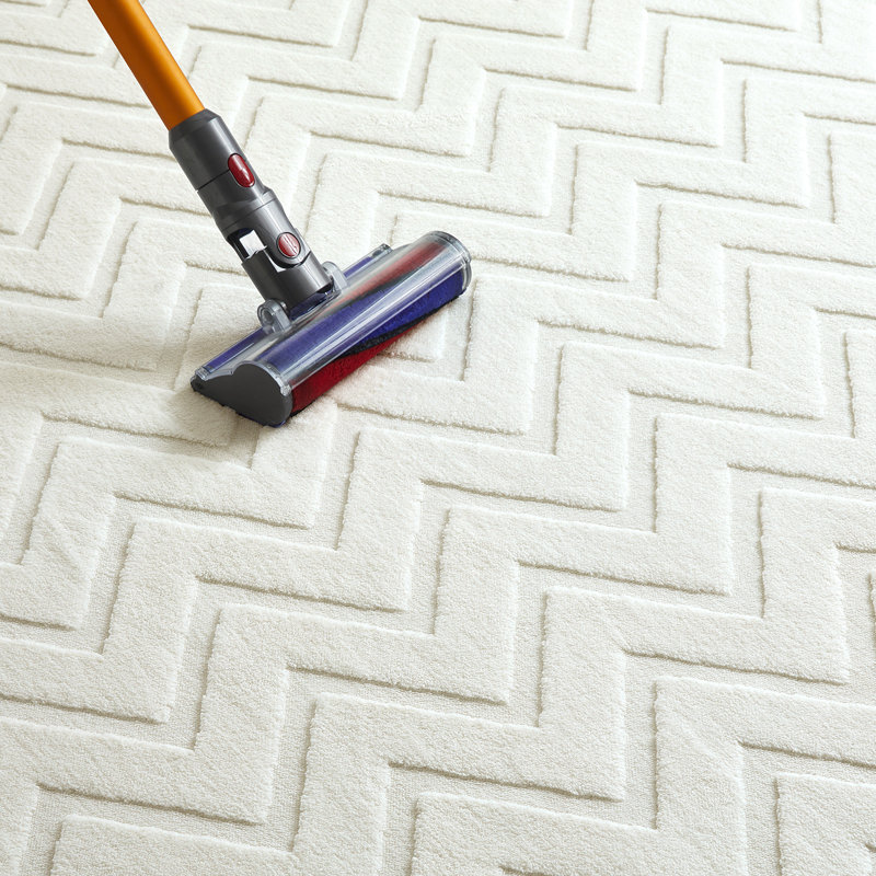 Geometric Machine Tufted Shag Area Rug, Cream, Rectangle 200 x 290 cm