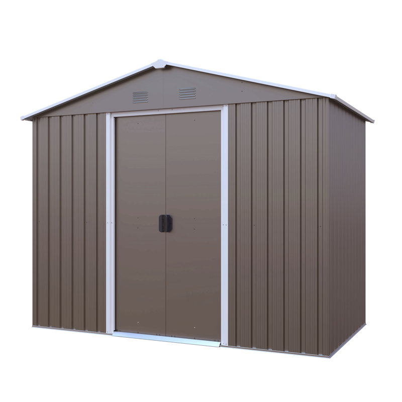 8Ft X 4Ft Outdoor Metal Storage Shed With Metal Foundation, 74.8" H x 88.98" W x 46.85" D