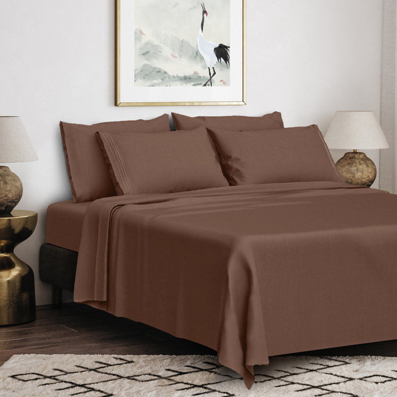 Ensemble de draps en microfibre 6 pièces Lux Decor, Bleu sarcelle, Ensemble de draps pour très grand lit + 1 drap-ho