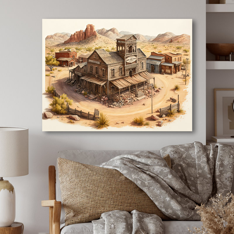 Wild West Town I - Impression sur toile, H 30 po x l 40 po x P 1,5 po, Toile tendue