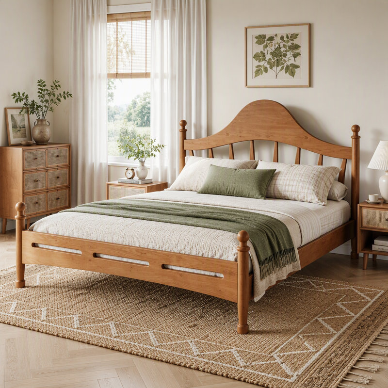 Lit plateforme avec tête de lit chic, cadre de lit en bois massif avec support à lattes, aucun sommier tapissier requis et conception basse à terre