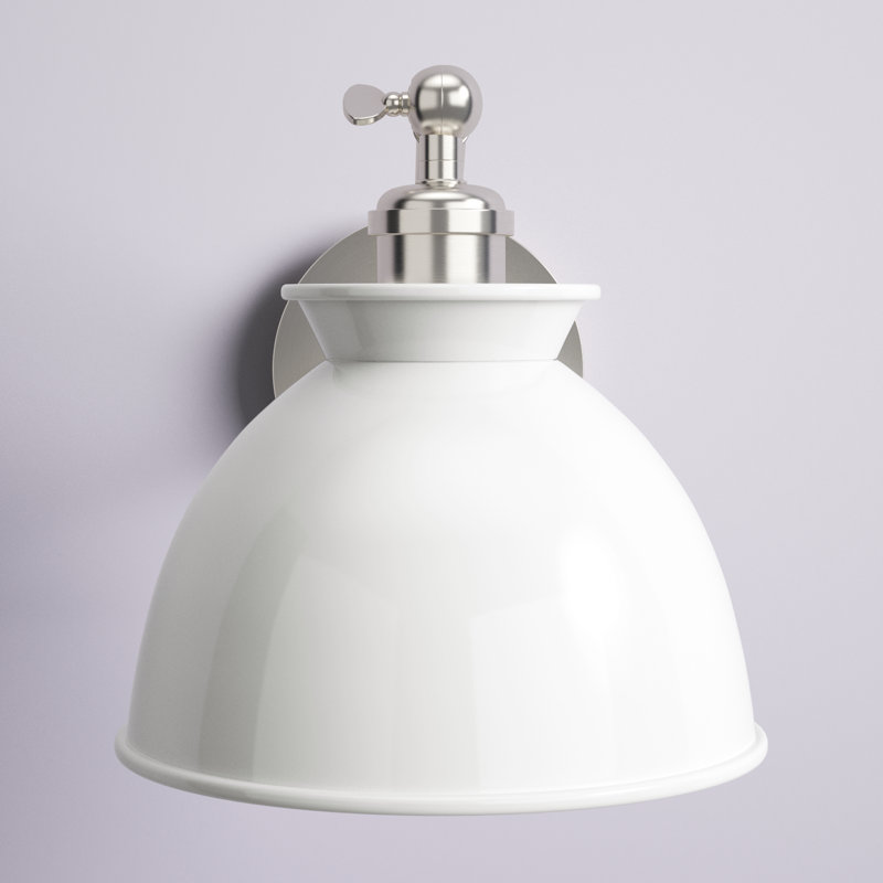 Shauna Armed Sconce, Incandescent, Glossy White, Brushed Satin Nickel