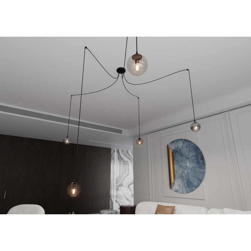 Garnes 5 - Light Clear/Graphite/Gold Bowl Pendant