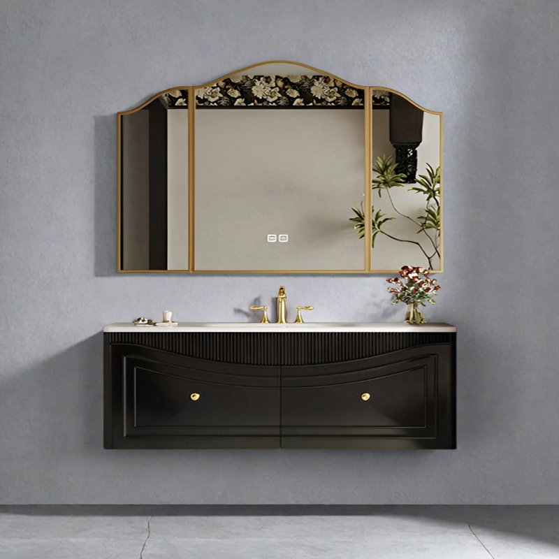 Armoire de salle de bain style français rétro, H 19,68 po x l 59,05 po x P 21,65 po
