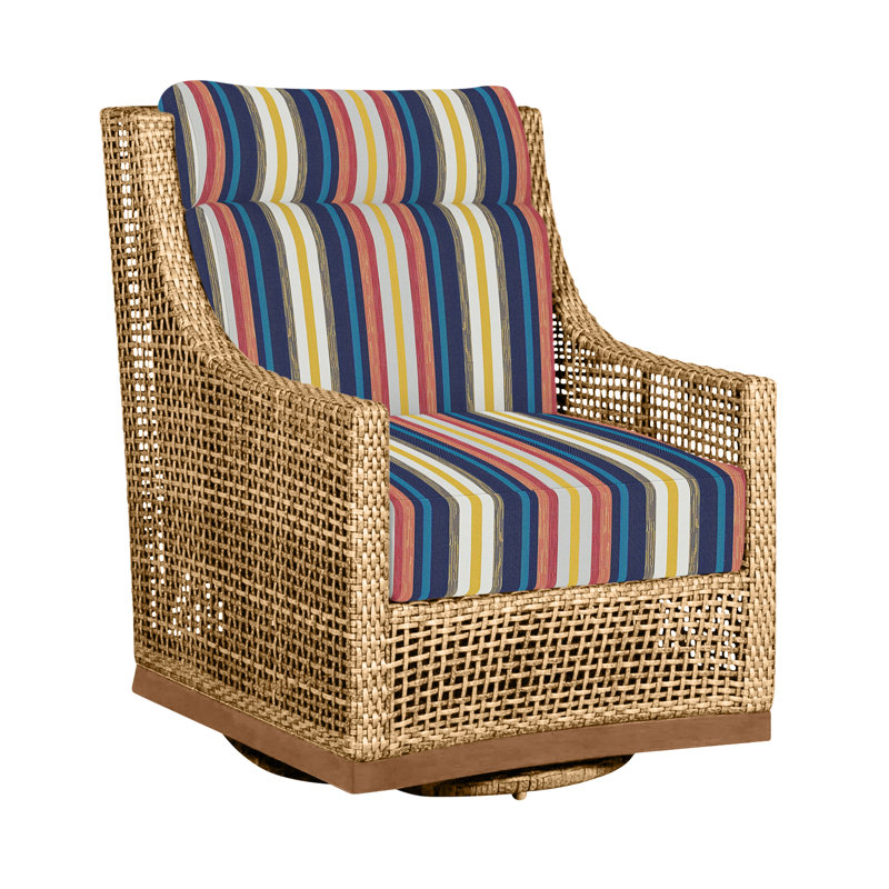 Outdoor Peninsula Gliding Wicker/Rattan Chair with Cushions, Light Raffia/Natural Sandalwood, No welt + Standard fill