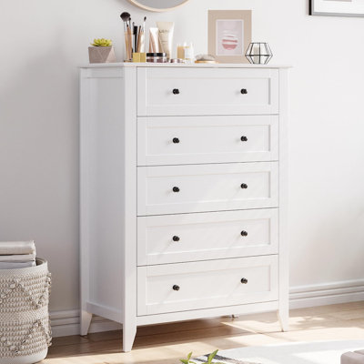 5 Drawer Dresser, Wooden Chest of Drawers Storage Cabinet Organizer for Office Living Room Hallway