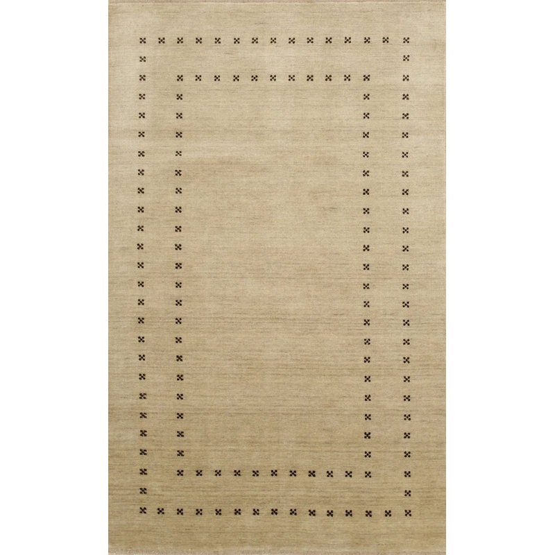 Jasmine Alluring Beige Handmade Wool Transitional Solid Area Rug, Rectangle 5' x 8'