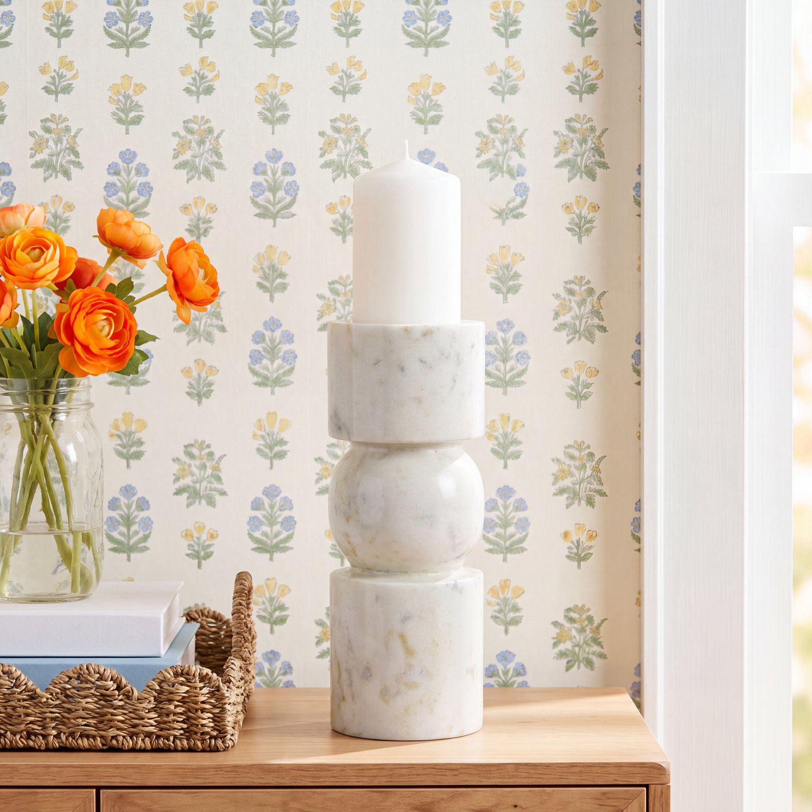 Keaton Genuine Marble Pillar Candle Holder