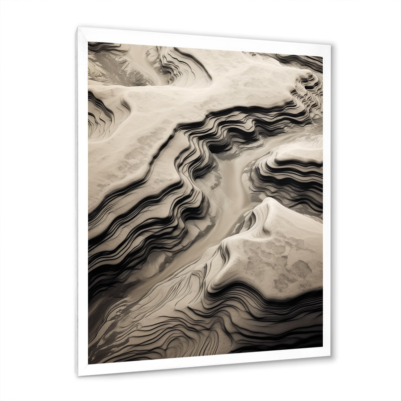 «Eernal Dunes Desert Rivers I», reproduction sur toile, H 20 po x l 12 po x P 1 po, Cadre simple blanc