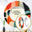 Mid Century Vintage Textiles II - miroir décoratif moderne de style Mid-Century, grand miroir mural rond rouge, impression d'art en métal-99620062
