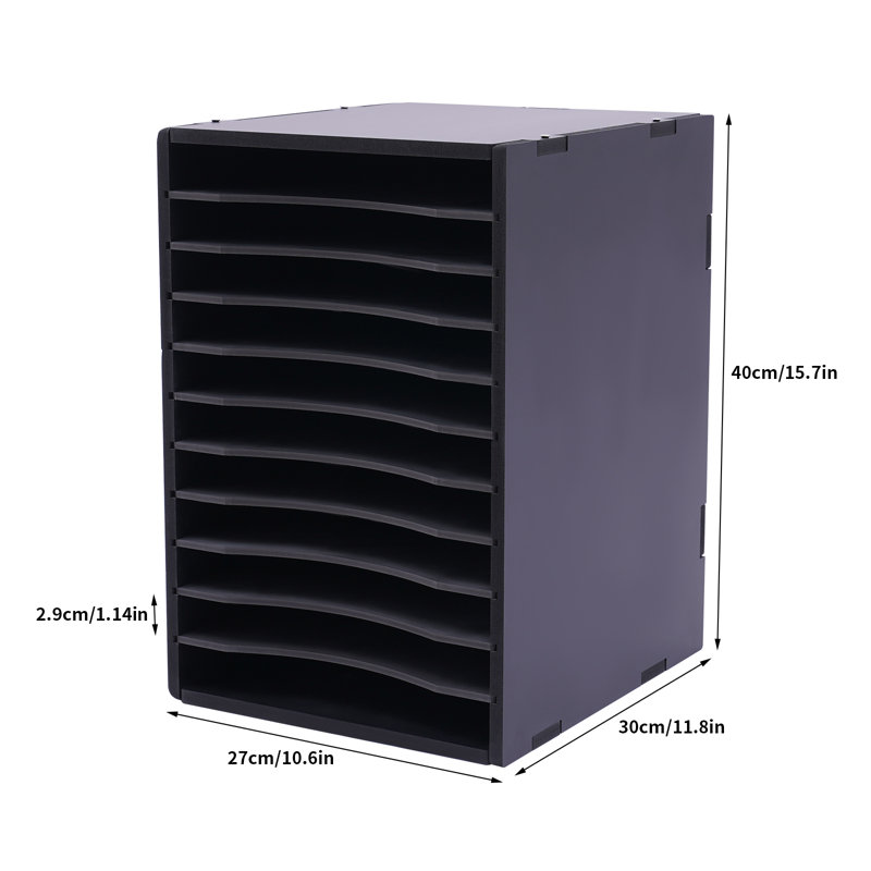 Hyeng 11-grid Adjustable Desktop File Organizer, Black