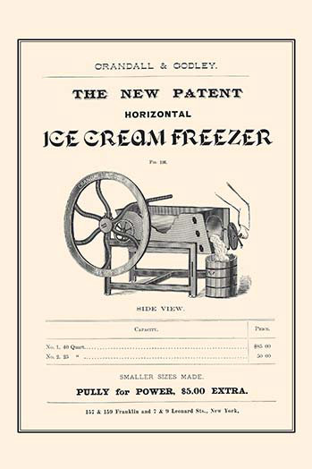 « ice crème congélateur », affiche rétro, H 36 po x l 24 po x P 1,5 po