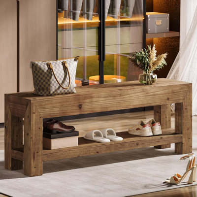 47.24'' Solid Wood Entryway Bench with Storage