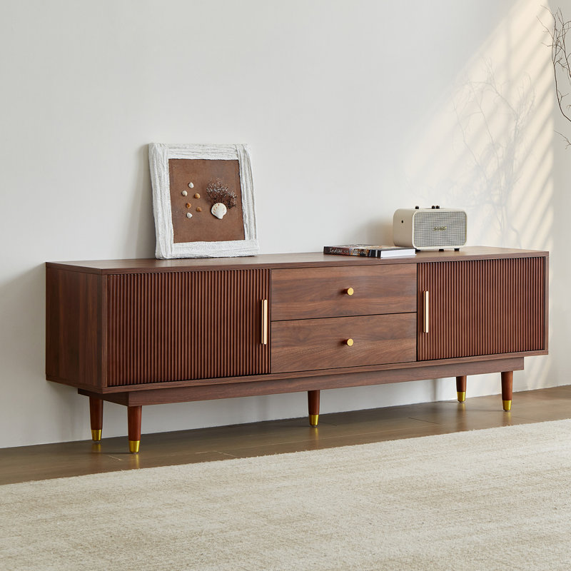 Mid-century Modern  Tv Cabinet Entertainment Center With Storage Drawers, Living Room Bedroom Media Cabinet Walnut66.9inch