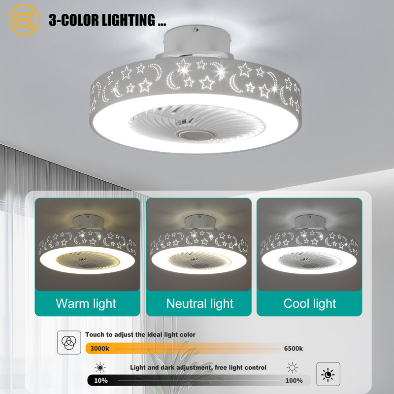 Sleep Under The Stars: Elegant Moon & Star Ceiling Fan Low Profile Marhan With Lights And Remote Control