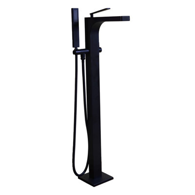 39" Floor Mount Freestanding Ultra High Flow Tub Filler with Sleek Handheld Shower