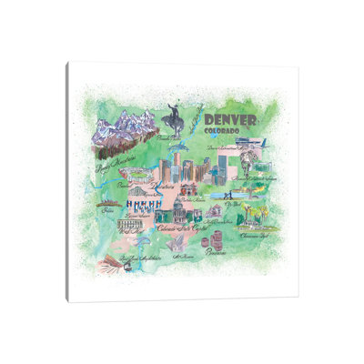 Denver, Colorado Travel Poster by Markus & Martina Bleichner - Wrapped Canvas Gallery-Wrapped Canvas Giclée