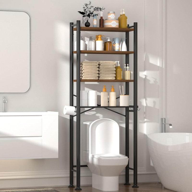 Étagère de rangement pour salle de bain à 4 niveaux avec tablette réglable