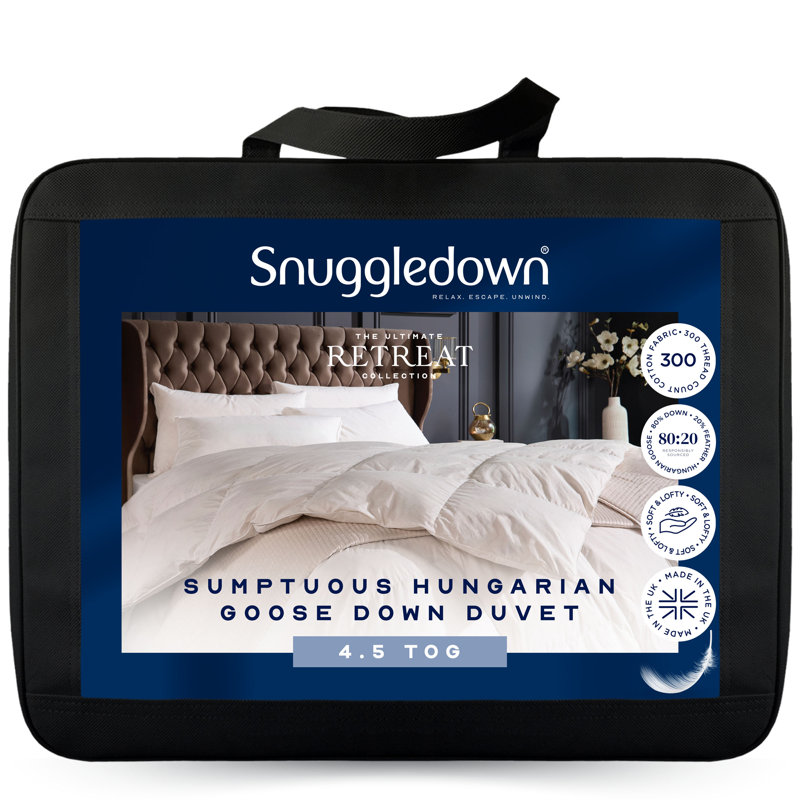 Retreat Snuggledown Sumptuous Goose Down 4.5 Tog Summer Duvet, Single
