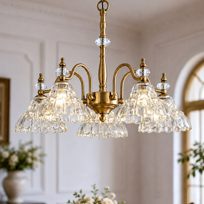 Lustre en verre 5 têtes