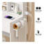 Armoire à miroir pleine grandeur + coiffeuse à miroir rond à DEL + tabouret rembourré, avec 2 centrales électriques + 2 centrales USB, miroir à DEL de 17 po de diamètre, commande tactile, 3 couleurs, luminosité réglable, grand bureau