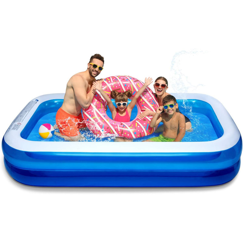 Inflatable Swimming Pool 103" X69" X20" Full-Sized Lounge Pool for Kiddie, Adults, Easy Set Family for Backyard Summer Water Party Outdoor Kiddie Pools