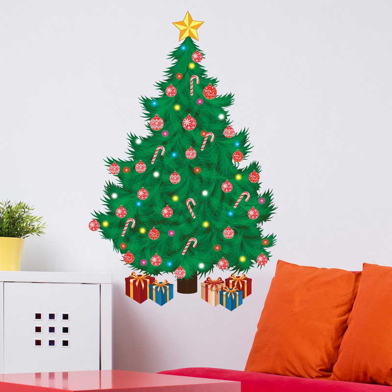 Décalcomanie murale arbre de noël traditionnel