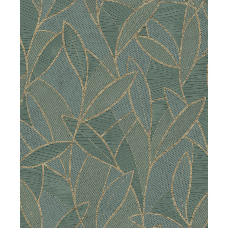Papier peint feuille sculptée, Vert