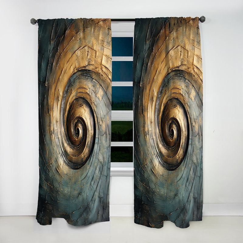 Rideau obscurcissant et obscurcissant à motif de spirales abstraites en bronze - 1 panneau, L 52 po x L 120 po