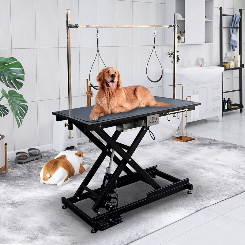 Table de toilettage électrique pour chien avec bras supérieur, Noir