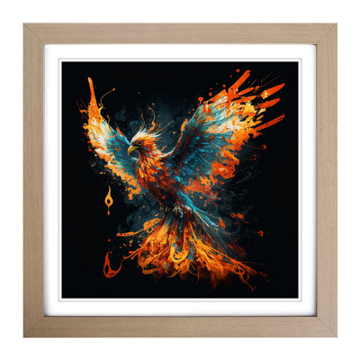 Phoenix Splatter - Single Picture Frame Print on Wood