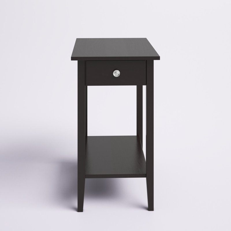 Aiydan Solid Wood End Table with Storage, Black