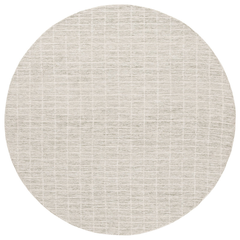 Antipus Ebony Hand Tufted Wool/Cotton Striped Rug in Sage/Ivory, Round 6'