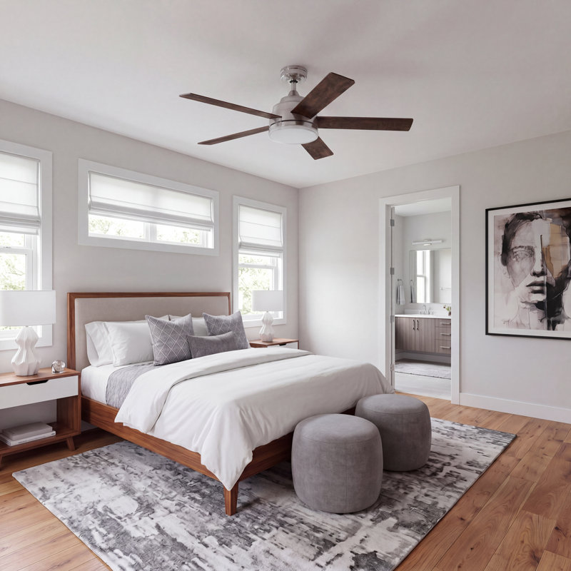 Ventilateur de plafond blanc 52 po avec pales réversibles blanc et gris Mule, Nickel brossé, Brun