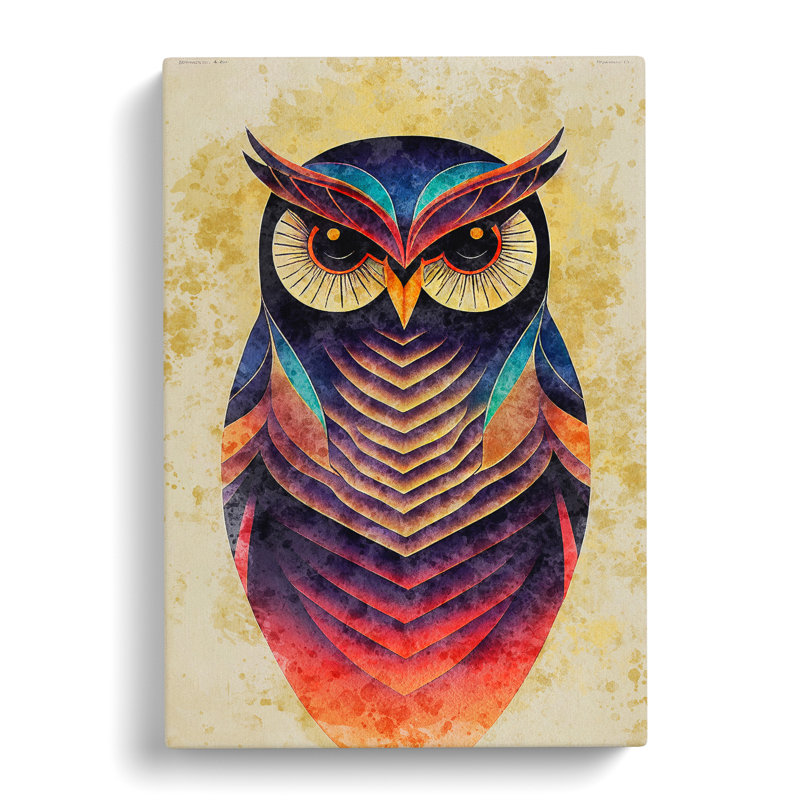 Owl In Watercolour No.2 - Wrapped Canvas Print, 50cm H x 35cm W x 3cm D
