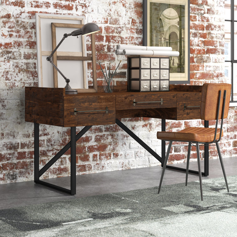 Kahlan Solid Wood Top Metal Base Writing Desk