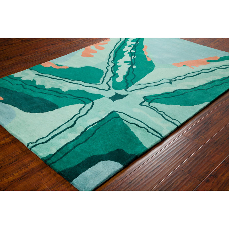 Tapis en laine à motif d'étoile de mer à motif abstrait écume de mer Cloral Authentic, 5 pi x 7 pi 6 po