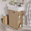 Meuble-lavabo autoportant de 21,6 po avec lavabo en céramique, armoire à grain de bois moderne à gauche, rangement ouvert et fermé