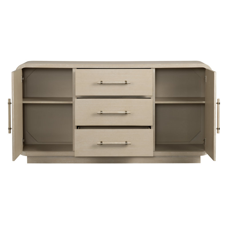 Callen Tan Solid Wood 3 Drawer 2 Door Sideboard
