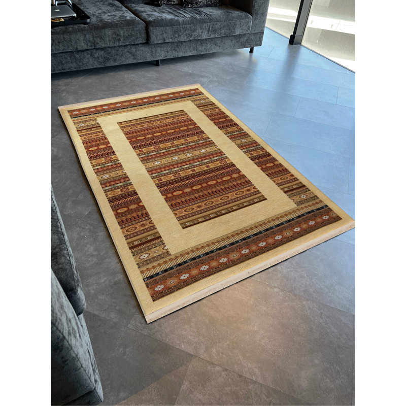 Tapis décoratif à motifs mixtes Beige, Rectangle 3 pi 11,24 po x 5 pi 10,87 po