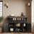 Farmhouse Rolling Kitchen Island With Drape Of Beads, Power Outlet, Drop Leaf, 3 Doors, 3 Drawers And Internal Iron Shelf-607395462