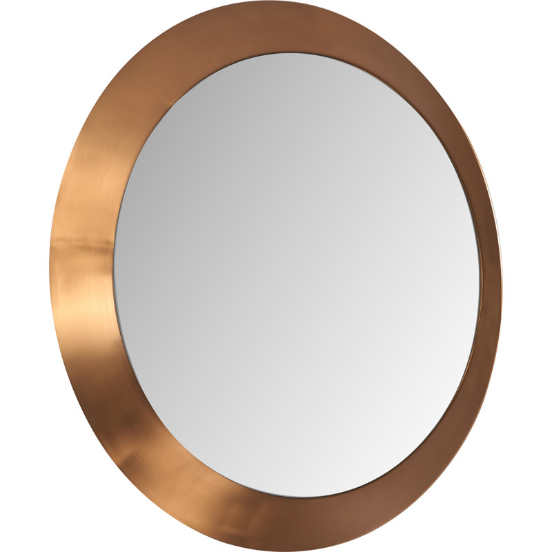 Metal Round Mirror, Burnished Gold, Large